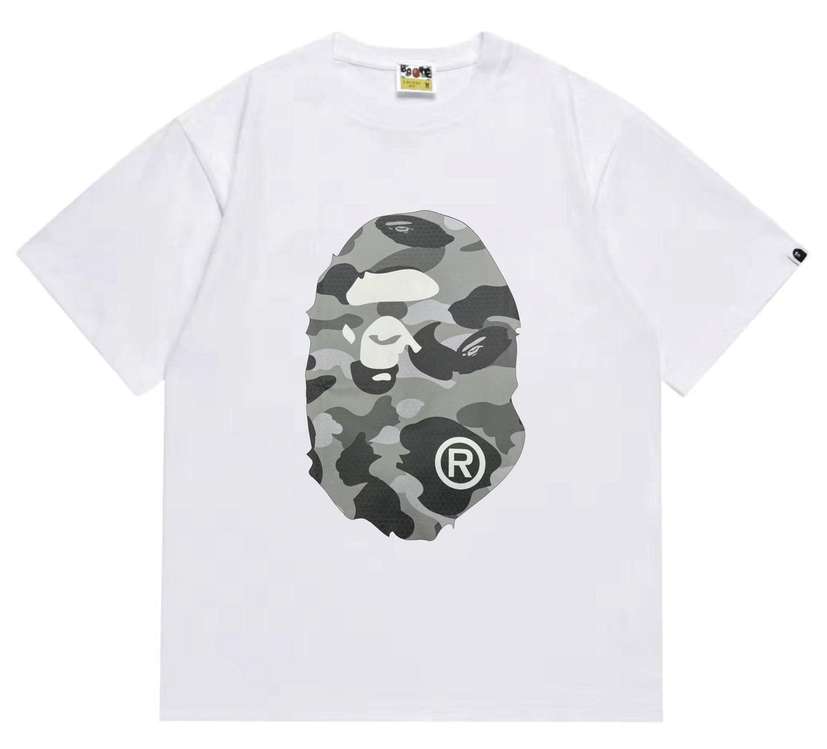 BAPE Grey Camo Ape Head Graphic T-Shirt — front