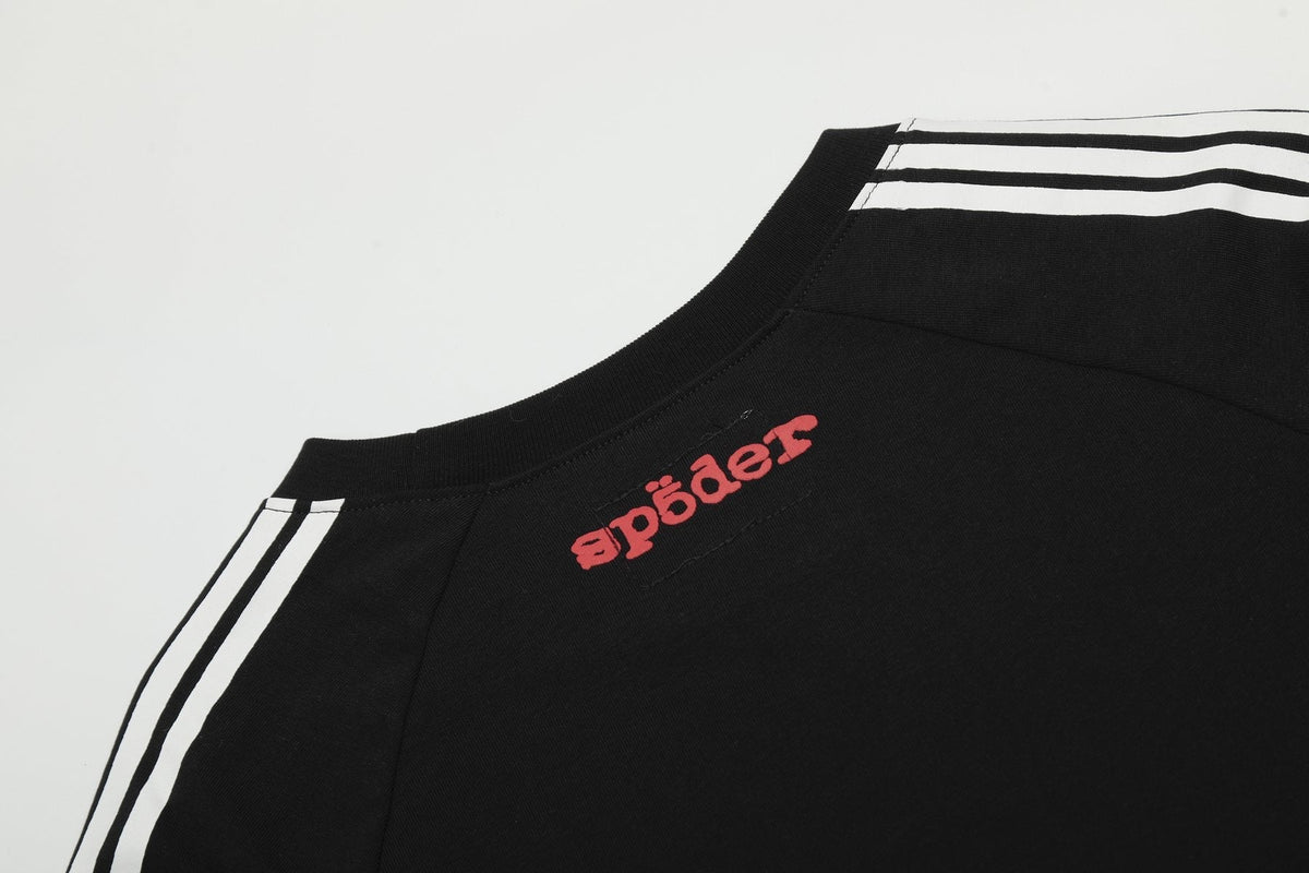 Sp5der Striped Raglan Graphic T-Shirt — detail